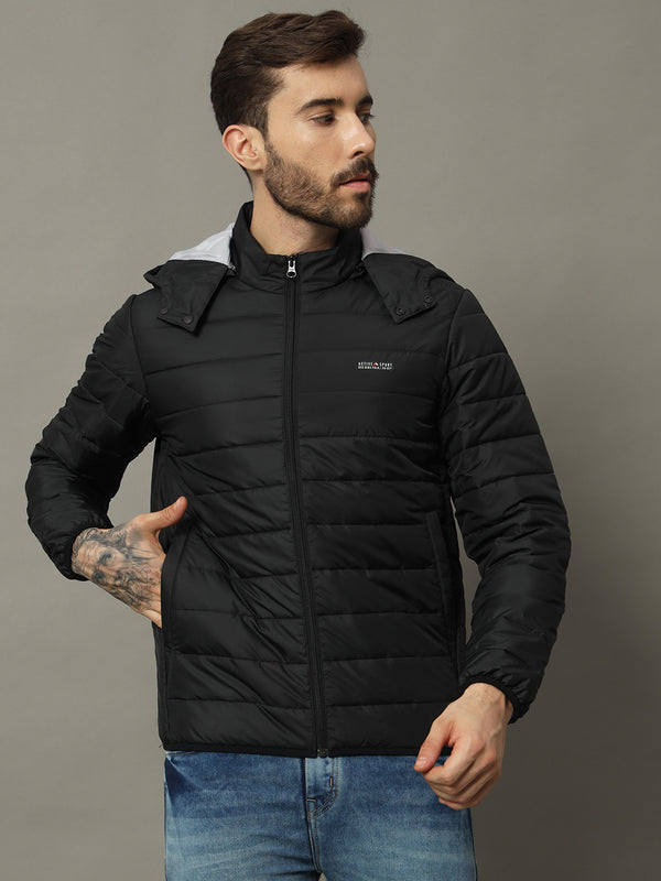 Men's Black Quilted Puffer Jacket – Lightweight, Water-Resistant, 100% Polyester Winter Essential