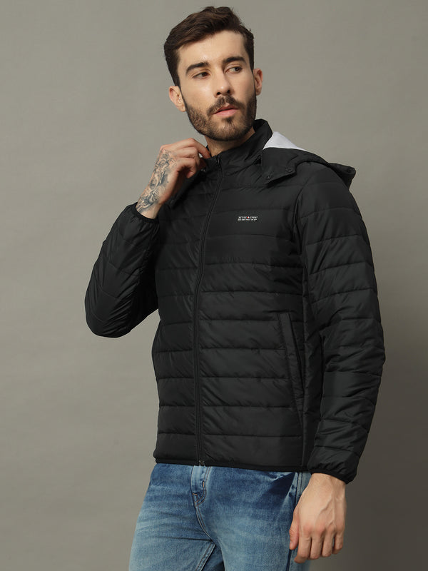 Men's Black Quilted Puffer Jacket – Lightweight, Water-Resistant, 100% Polyester Winter Essential