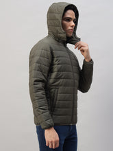 Men's Olive Green Quilted Puffer Jacket – Lightweight, Water-Resistant, 100% Polyester Winter Essential