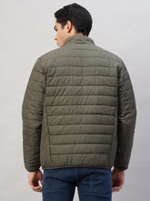 Men's Olive Green Quilted Puffer Jacket – Lightweight, Water-Resistant, 100% Polyester Winter Essential