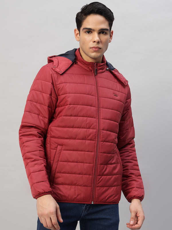 Men's Mehroon Quilted Puffer Jacket – Lightweight, Water-Resistant, 100% Polyester Winter Essential