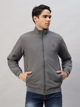 Men's Grey Lightweight Windbreaker Bomber Jacket – Water-Resistant, Stylish Casual Wear, 100% Polyester