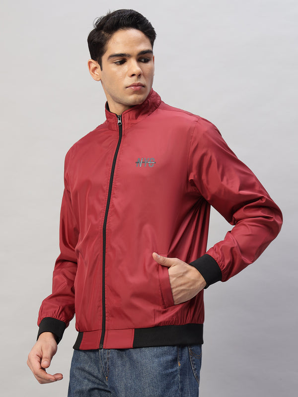 Men's Windcheater – Lightweight, Water-Resistant, Stylish Red Polyester Jacket